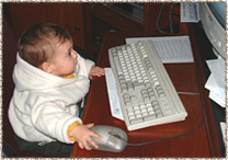 Baby using computer